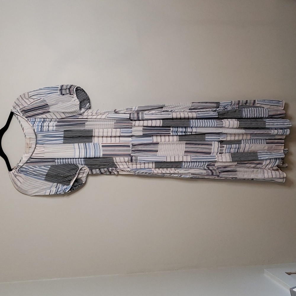 Loft maxi blue quilt design dress